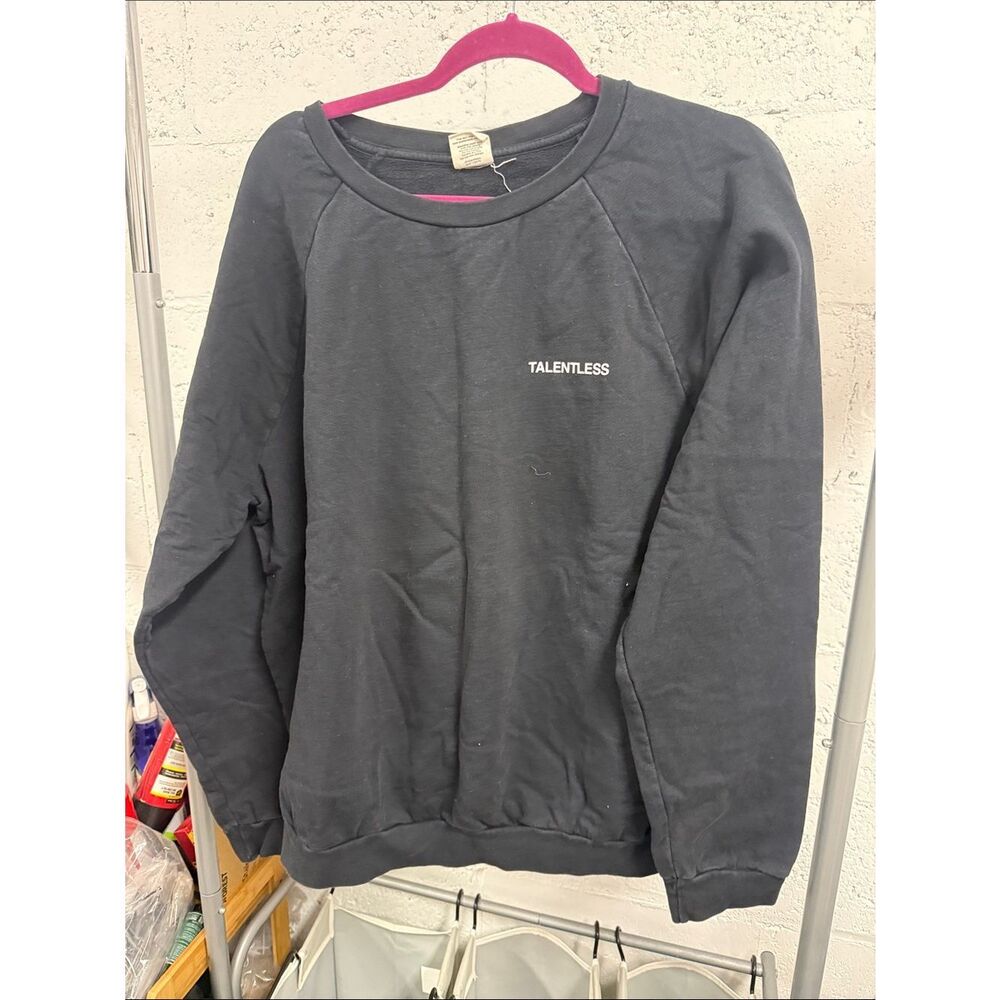 TALENTLESS Black Crewneck Sweatshirt with White Logo Size XL